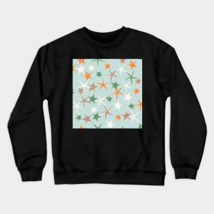 Starfish galaxy in sage green, zesty orange, off white and caramel. Crewneck Sweatshirt